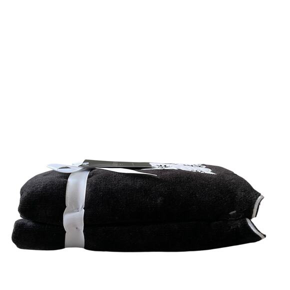 Kassa Decor  Halloween Ghost Hand Towels 18x28 Plush Black & White Set of 2 New - Picture 6 of 10